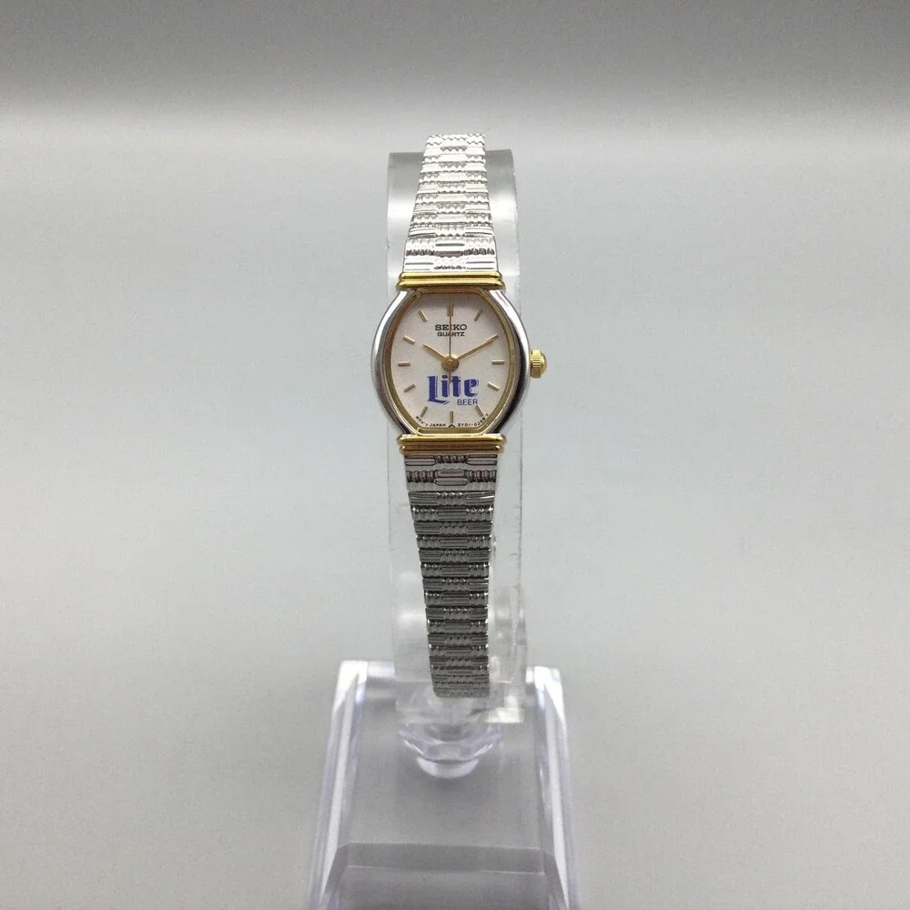 Seiko Miller Lite Beer Womens Watch 16mm Logo Dial 2Y01-5C09 New Battery 7.25
